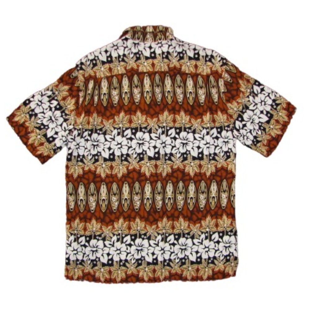 Aloha Hut Hawaiian Shirt Men's Size L Short Sleeve Surfboard Print Nice Colors